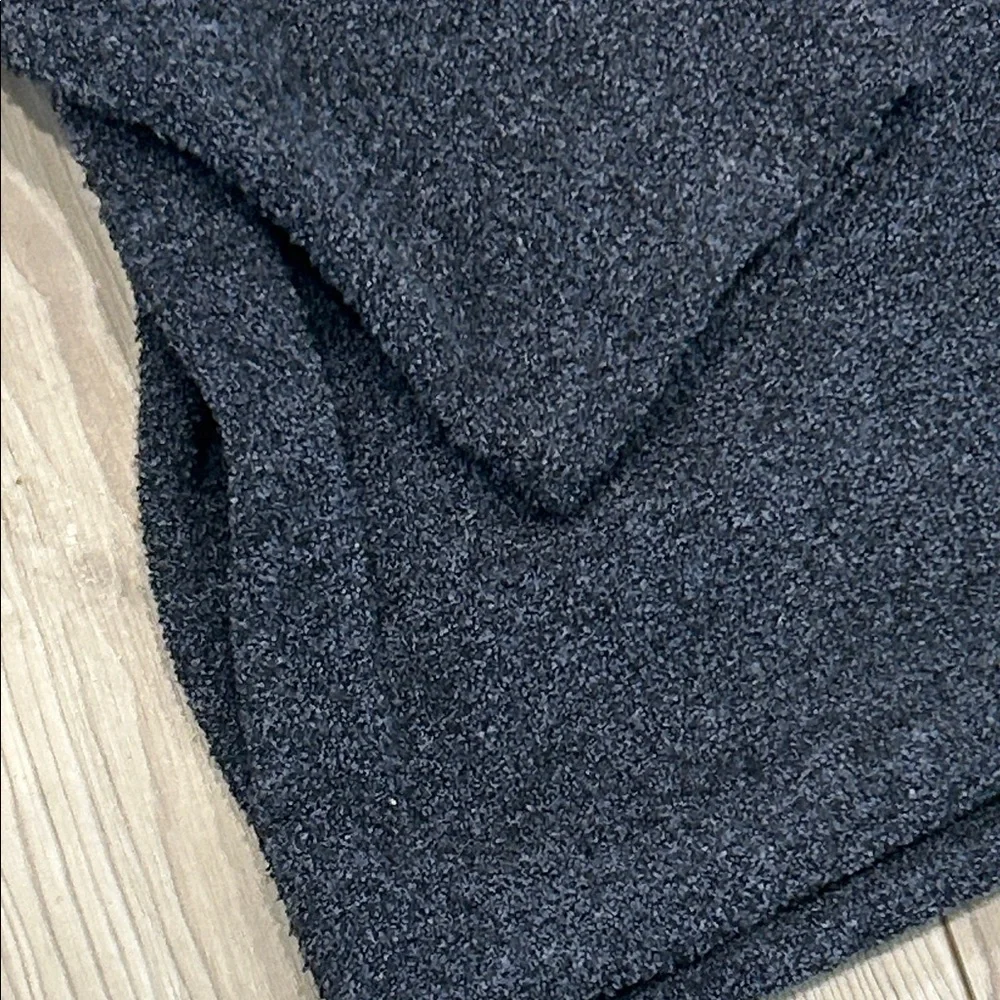 Vintage City Scape Men’s Dark Blue Button-Up Crewneck Fleece Pockets Size Large